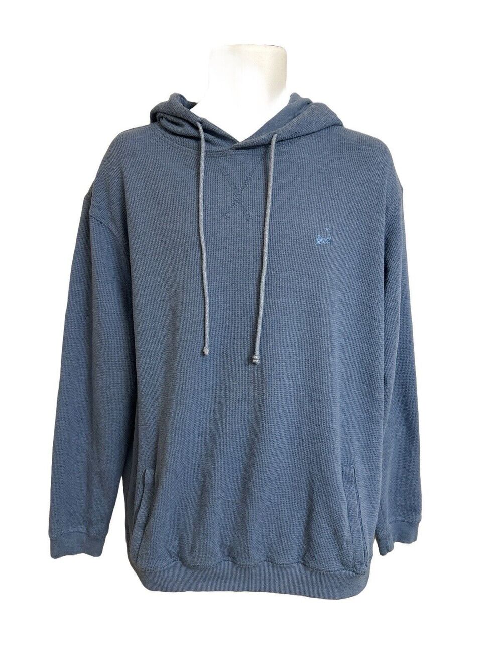 Cuffy's Cape Cod Men's L Large Blue Thermal Knit Hoodie Sweatshirt Cotton Blend